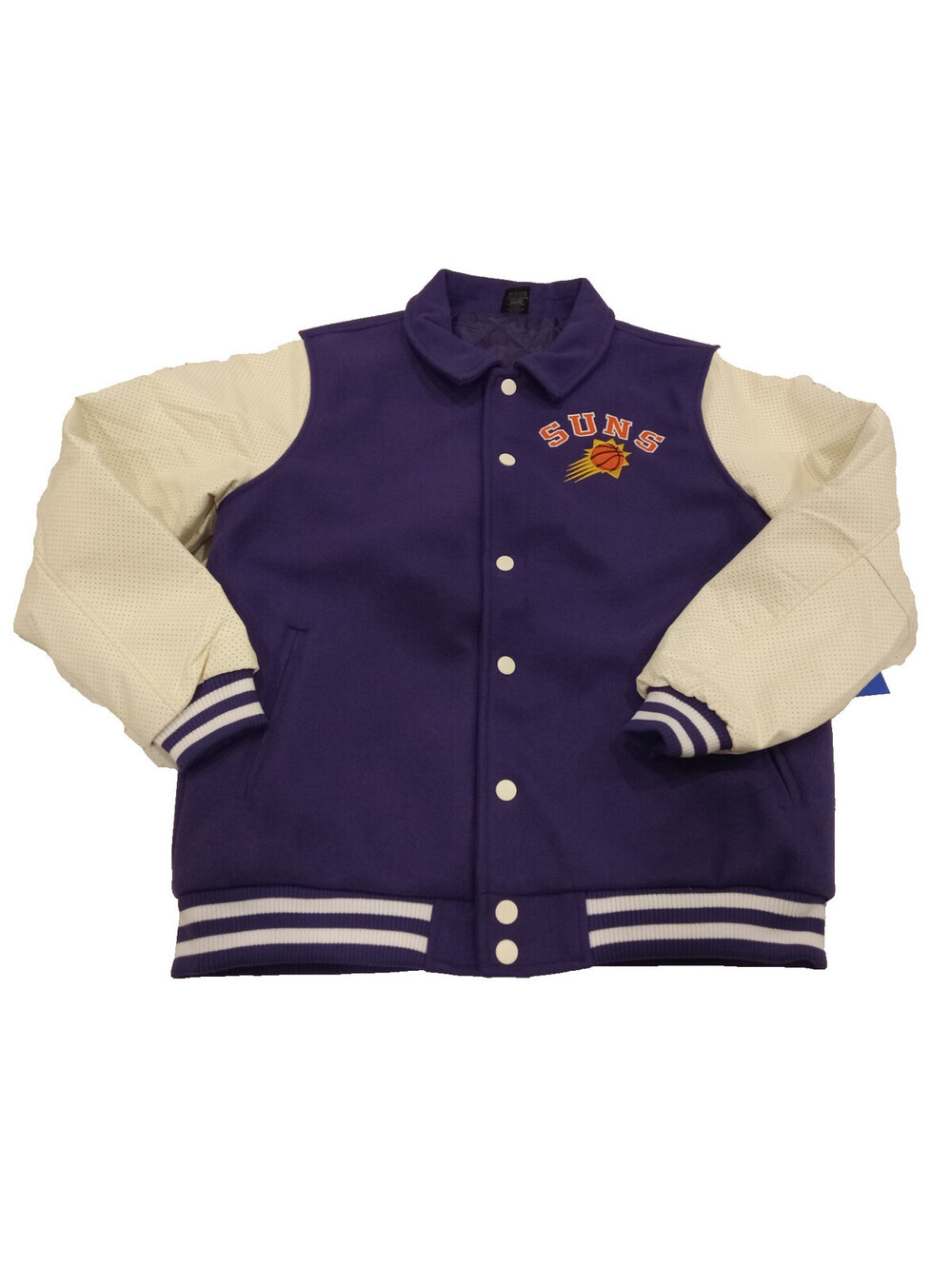 Ultra Game Phoenix Suns Varsity Jacket Mens Medium Purple Faux Leather Sleeve M